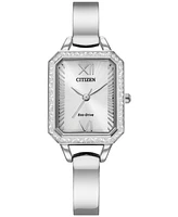 Citizen Eco-Drive Women's Crystal Stainless Steel Bangle Bracelet Watch 23mm - Silver