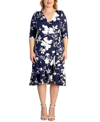 Kiyonna Women's Plus Flirty Flounce Wrap Dress