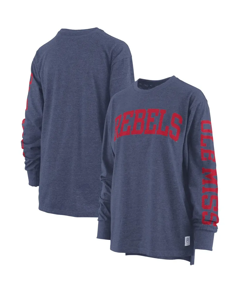 Women's Pressbox Navy Ole Miss Rebels Two-Hit Canyon Long Sleeve T-shirt