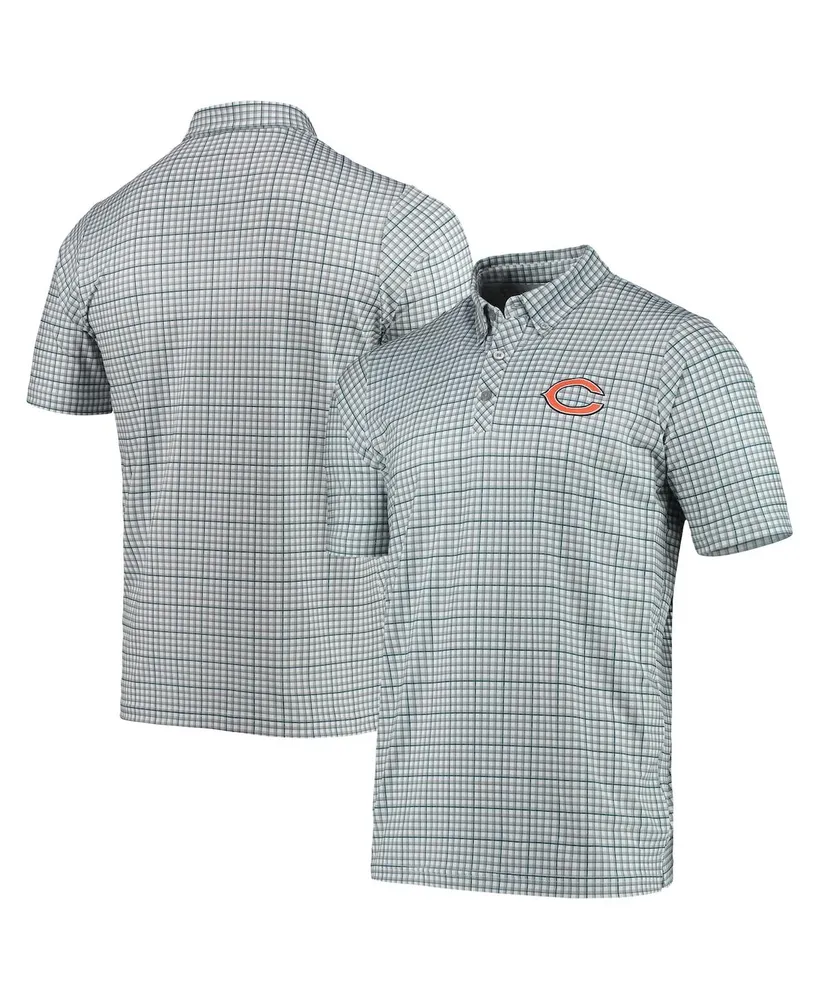 Men's Antigua Gray and Navy Chicago Bears Deliver Button-Down Polo Shirt