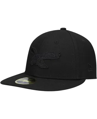 Men's New Era Black Philadelphia Eagles Historic Logo Black On Black Low Profile 59Fifty Ii Fitted Hat