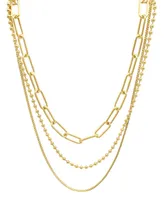 Adornia Box Chain, Ball Chain, and Oversized Paper Clip Chain Necklace Set