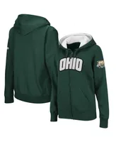 Women's Stadium Athletic Green Ohio Bobcats Arched Name Full-Zip Hoodie