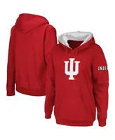 Women's Crimson Indiana Hoosiers Team Big Logo Pullover Hoodie