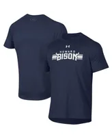 Men's Under Armour Navy Howard Bison Logo Stripe Performance Raglan T-shirt