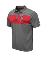 Men's Colosseum Heathered Charcoal Nc State Wolfpack Wordmark Smithers Polo Shirt