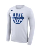 Men's Nike White Duke Blue Devils Basketball Drop Legend Long Sleeve Performance T-shirt