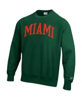 Men's Champion Green Miami Hurricanes Arch Reverse Weave Pullover Sweatshirt