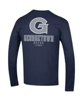 Men's Champion Navy Georgetown Hoyas Team Stack Long Sleeve T-shirt