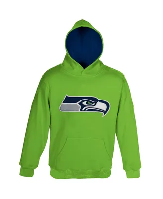 Toddler Boys and Girls Neon Green Seattle Seahawks Fan Gear Primary Logo Pullover Hoodie