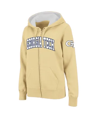 Women's Stadium Athletic Gold Georgia Tech Yellow Jackets Arched Name Full-Zip Hoodie