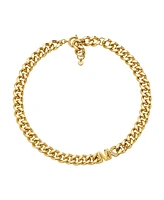 Michael Kors Women's Statement Link Necklace 14K Gold Plated Brass with Clear Stones