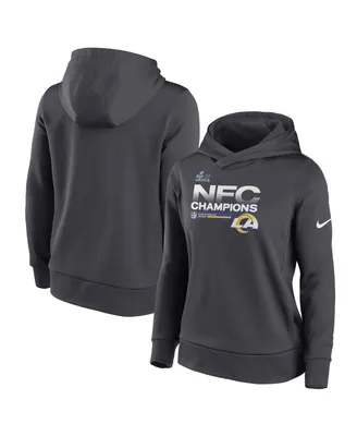 Women's Nike Anthracite Los Angeles Rams 2021 Nfc Champions Locker Room Trophy Collection Pullover Hoodie
