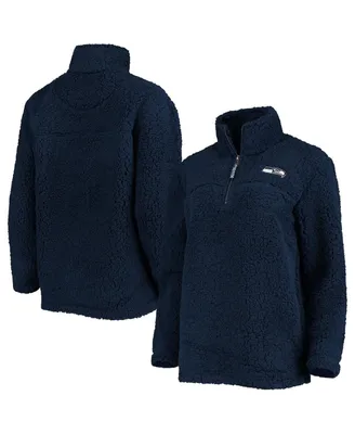 Women's G-iii 4Her by Carl Banks College Navy Seattle Seahawks Sherpa Quarter-Zip Jacket