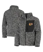 Big Girls Black Chicago Blackhawks Fan Gear Sherpa Full-Zip Jacket