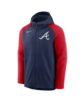 Men's Nike Navy and Red Atlanta Braves Authentic Collection Full-Zip Hoodie Performance Jacket
