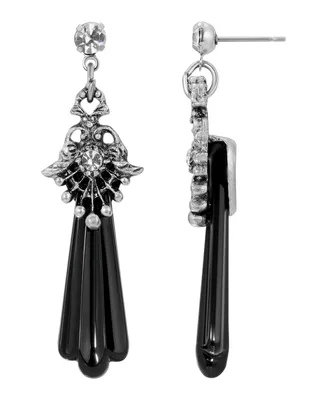 2028 Women's Crystal and Jet Drop Earring