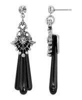 2028 Women's Crystal and Jet Drop Earring
