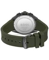 Boss Volane Men's Chronograph Green Silicone Strap Watch 44mm