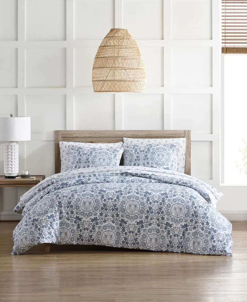 Laura Ashley Belinda Blue Cottage Rose Print Booms Reversible Comforter  Mini Set