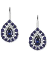 Sapphire (1-3/4 ct. t.w.) & Diamond (1/6 ct. t.w.) Teardrop Leverback Drop Earrings in 14k Gold (Also in Emerald and Ruby)