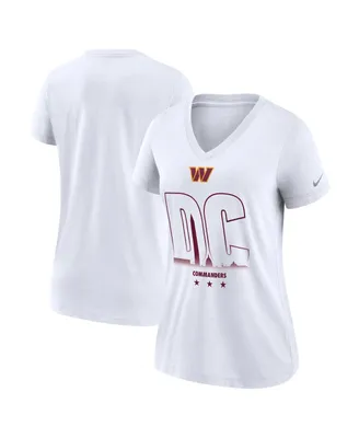 Women's Nike White Washington Commanders Tri-Blend V-Neck T-shirt