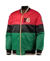 Men's Starter Red and Black Green Philadelphia 76ers History Month Nba 75th Anniversary Full-Zip Jacket