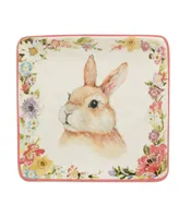 Certified International Easter Garden 6" Assorted Square Canape Plates, Set of 4