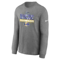 Men's Nike Heather Charcoal Los Angeles Rams 2021 Super Bowl Champions Locker Room Trophy Collection Long Sleeve T-Shirt