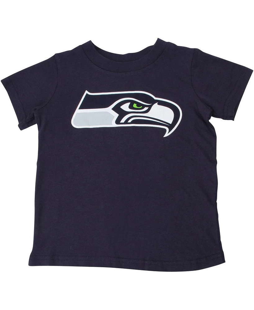 Boys and Girls Toddler Seattle Seahawks College Navy Team Logo T-shirt