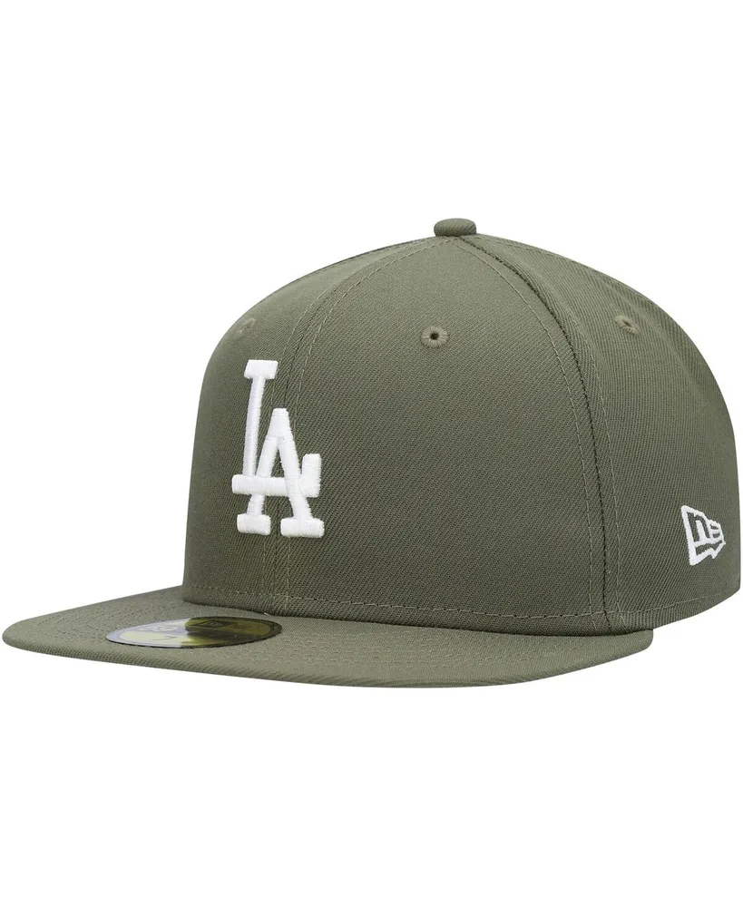 Men's New Era Olive Los Angeles Dodgers Logo White 59FIFTY Fitted Hat