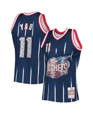 Men's Mitchell & Ness Yao Ming Navy Houston Rockets 2002-03 Hardwood Classics 75th Anniversary Diamond Swingman Jersey