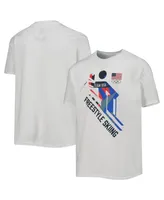 Big Boys White Team Usa Freestyle Skiing Scattered Swatch T-shirt