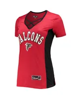 Women's 5th & Ocean by New Era Red Atlanta Falcons Contrast Insert V-Neck T-shirt