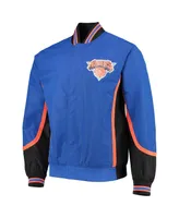 Men's New York Knicks Blue Mitchell & Ness Hardwood Classics 75th Anniversary Authentic Warmup Full-Snap Jacket