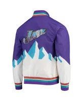 Men's Utah Jazz Purple Mitchell & Ness Hardwood Classics 75th Anniversary Authentic Warmup Full-Snap Jacket