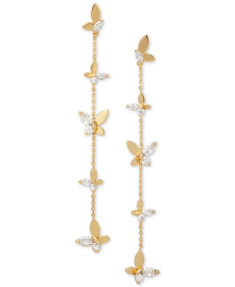Kate Spade New York Gold-Tone Crystal Social Butterfly Linear Earrings