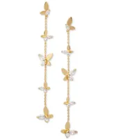 Kate Spade New York Gold-Tone Crystal Social Butterfly Linear Earrings