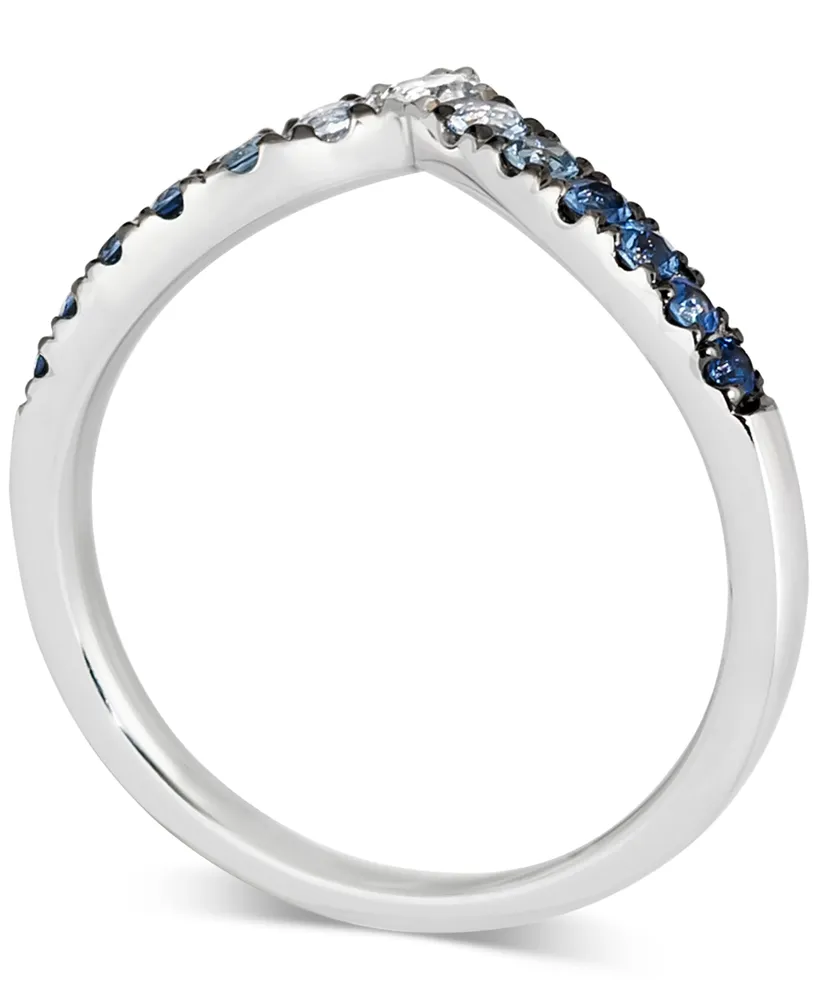 Le Vian Denim Ombre (1/3 ct. t.w.) & White Sapphire (1/10 ct. t.w.) V Ring in 14k White Gold