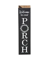Glitzhome 30" Double Sided Solid Boxed 'Welcome to our Porch' Porch Sign