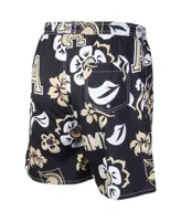 Men's Black Army Knights Floral Volley Logo Swim Trunks