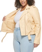 Levi's Plus Faux Leather Belted Motorcycle Jacket