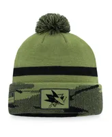 Men's Fanatics Camo San Jose Sharks Military-Inspired Appreciation Cuffed Knit Hat with Pom
