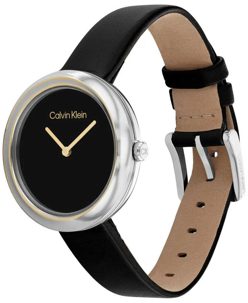Calvin Klein Black Leather Strap Watch 34mm