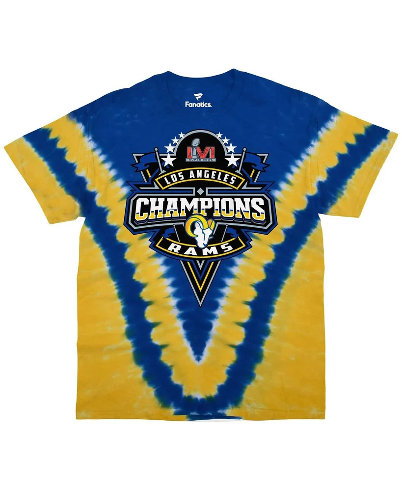 Men's Fanatics Blue Los Angeles Rams Super Bowl Lvi Champions V-Dye T-shirt