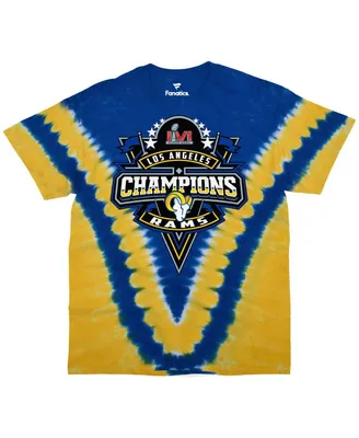 Men's Fanatics Blue Los Angeles Rams Super Bowl Lvi Champions V-Dye T-shirt