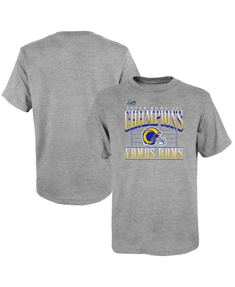 Big Boys Fanatics Heather Gray Los Angeles Rams Super Bowl Lvi Champions Game Plan Hometown T-shirt