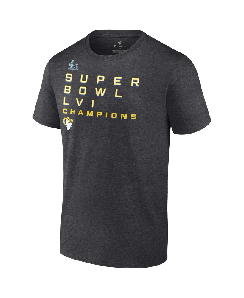 Men's Fanatics Heather Charcoal Los Angeles Rams Super Bowl Lvi Champions Roster Signature T-shirt