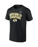 Men's Fanatics Black Los Angeles Rams Super Bowl Lvi Champions Schedule T-shirt