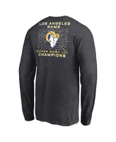 Men's Fanatics Heather Charcoal Los Angeles Rams Super Bowl Lvi Champions Roster Signature Long Sleeve T-shirt